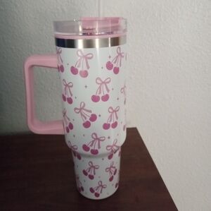 Cherry Print Tumbler with Handle